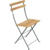 Image de Lot de 2 Chaises Pliantes Bistro Naturel en Acier et en Bois Métal