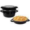 Image de Friteuse émail 26 cm noire avec panier et couvercle verre