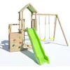 Image de TRIGANO Aire de jeux en bois 2,20 m ULTRA XPERIENCE - Mur d'escalade toboggan et balançoires - 8 enfants