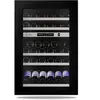 Image de CAVE MULTI-USAGES encastrable auto-ventilee, 46 bouteilles, 2 zones, Cadre de la porte vitree noire, Porte reversible, ouverture droite, Porte triple vitrage, traite anti-UV, . Push-open (sans poignee)