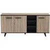 Image de Buffet bas - Décor chene brossé et noir mat - Contemporain - WAYNE - L 160,7 cm
