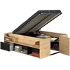 Image de ODYSSEE Lit coffre adulte - 140x190 / 200 cm - Avec coffre relevable - Décor chene et noir - 166,2 x 66,5 x 205,8 cm