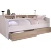 Image de Lit banquette 2 tiroirs 90 x 200/190 cm - MDF - Mat décor chene et blanc - JOY - 2339ENSE