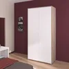 Image de Armoire de chambre AALBORG - Décor Blanc et chene - 2 portes battantes - L100 x P50,2 x H204,3 cm - PARISOT