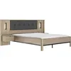 Image de Lit adulte avec chevets lambris - MAXIMIN - 160 x 200 cm - Chene Krönberg clair - GAMI