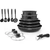 Image de ARTHUR MARTIN Batterie de cuisine amovible 15 pieces 16-20-22-24-26 cm noir - Tous feux dont induction