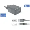 Image de Chargeur secteur USB A + Cable USB C 1.2m Recycle Gris