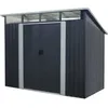 Image de Abri de jardin en métal 4,61 m² - 238 x 193 x 202 cm - SOLER - Kit d'ancrage inclus, 2 portes coulissantes - Gris