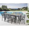 Image de Ensemble repas de jardin 6 a 8 personnes : Table extensible 180-240 cm + 2 fauteuils + 6 chaises - Gris