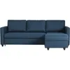 Image de Canapé d'angle convertible réversible 3 places CATS - Tissu bleu - L 222 x P 150 x H 86 cm