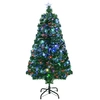 Image de Homcom Sapin de Noël sapin artificiel Lumineux 130 Branches Fibre Optique LED Multicolore + Support Pied Etoile Sommet Brillante Vert Aosom France