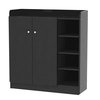 Image de HOMCOM Meuble de rangement à chaussures pour entrée avec 4 compartiments ouverts et placard double porte étagère réglable 83L x 30l x 90H cm noir