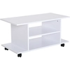 Image de HOMCOM Meuble TV Meuble Télé Bas Table Basse à Roulettes en Panneaux de Particules Blanc