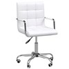 Image de HOMCOM Chaise de bureau fauteuil manager pivotant hauteur réglable revêtement synthétique capitonné blanc
