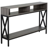Image de HOMCOM Table Console Table d'Entrée Industriel Multi-rangements 120 x 23,5 x 75 cm Bois Gris
