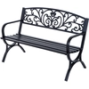 Image de Outsunny Banc de Jardin terrasse en Acier Fonte Noir 3 Places 127 x 60 x 85 cm Charge Max 250 Kg