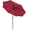 Image de Outsunny Parasol en métal rond polyester 180g/m² manivelle inclinable Ø 3 x 2,45 m bordeaux