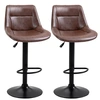 Image de HOMCOM Lot de 2 tabourets de Bar Vintage réglable pivotant avec Repose-Pied revêtement synthétique Marron Effet Vieilli