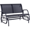 Image de Outsunny Banc à bascule de jardin 2 places design contemporain grand confort accoudoirs assise et dossier ergonomique acier textilène noir