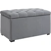 Image de HOMCOM Banc Banquette Pouf Tabouret de Rangement avec 2 Petits Tabourets Peluche Courte 75 X 40 X 24cm Gris Clair