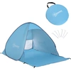 Image de Outsunny Abri de plage tente de plage pliable pop-up automatique instantané protection UV fenêtre arrière grand tapis de sol bleu ciel