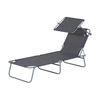 Image de Outsunny Transat Bain de Soleil Chaise Longue Pliable Dossier Inclinable Multi-positions et Pare-Soleil réglable Dim. 187L x 58l x 36H cm Gris