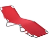 Image de Outsunny Bain de Soleil transat Chaise longue Pliable Dossier réglable Multipositions métal et Polyester Rouge