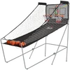 Image de HOMCOM Panier de Basket pliable jeu de Basketball Arcade Double Shootout double panier compteur électronique 4 ballons et pompe acier noir et blanc