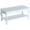 Image de HOMCOM Table Basse Rectangulaire Style Baroque avec Etagère Bois Paulownia Blanc