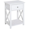 Image de Outsunny Table de Chevet 1 Tiroir Amovible Peinture Mate Résistante Eau Bois Blanc 40x30x55cm Aosom France