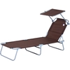 Image de Outsunny Transat Bain de Soleil Chaise Longue Pliante Dossier Inclinable Multi-positions et Pare-Soleil réglable Dim. 187L x 58l x 36H cm Chocolat