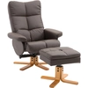 Image de Homcom Fauteuil Relax Inclinable avec Repose-Pieds Fonction Rangement Max. 120 Kg Pied en Bois Similicuir brun Aosom France