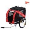 Image de PawHut Remorque vélo pour Chien Animaux Pliable 8 réflecteurs Drapeau Barre attelage Inclus Acier Max. 30 Kg 130L x 73l x 90H cm Rouge