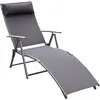 Image de Outsunny Transat Chaise Longue Bain de Soleil Pliable Dossier inclinable Multi-Positions têtière fournie 137L x 64l x 101H cm Gris
