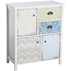 Image de HOMCOM Meuble de Rangement Commode Buffet Style Néo-Rétro Graphique 3 Placards Porte + 2 Tiroirs MDF Bois Blanc