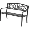 Image de Outsunny Banc de Parc 2 Places Jardin Terrasse Style Rural Chic Acier et Fonte 127 x 60 x 85 cm Noir
