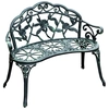 Image de Outsunny Banc de Jardin 2 Places Style néo-rétro Motif Rose Lignes fuselées 100L x 54l x 78H cm Fonte d'aluminium Vert Vieilli