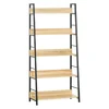 Image de HOMCOM Étagère bibliothèque Style Industriel incliné 5 Niveaux 70L x 35l x 150H cm Coloris chêne Clair Noir