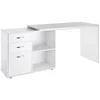 Image de HOMCOM Bureau d'angle bureau droit modulable 2 en 1 bureau informatique tiroirs x 3 + 2 niches MDF blanc