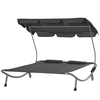 Image de Outsunny Bain de Soleil 2 Places lit de Jardin Design Contemporain Toit réglable 2 roulettes 2 oreillers Acier époxy Polyester Gris