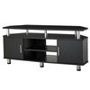 Image de HOMCOM Meuble banc TV design contemporain multi-rangements : 2 portes niche centrale étagère grand plateau 120L x 40l x 52H cm noir chromé