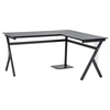 Image de HOMCOM Bureau d'angle informatique design contemporain 155L x 130l x 76H cm MDF acier noir