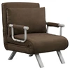 Image de HOMCOM Fauteuil chauffeuse canapé-lit convertible 1 place déhoussable grand confort coussin pieds accoudoirs métal suède marron
