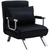 Image de HOMCOM Fauteuil chauffeuse canapé-lit convertible 1 place déhoussable grand confort coussin pieds accoudoirs métal suède noir