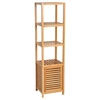 Image de HOMCOM Meuble de Rangement Pour Salle de Bain Meuble Colonne en Bambou Design Naturel 36L x 33l x 140H cm 2 étagères 4 Niveaux + Placard