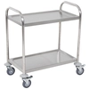 Image de Homcom Desserte de cuisine 2 etagères 4 roulettes pivotantes à 360° en acier chromé 71 x 41 x 81 cm
