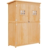 Image de Outsunny Cabane & Abri de Jardin en bois massif sur Pied dim. 128L x 50l x 164H cm 2 étagères 2 Portes 2 fenêtres Toit bitumé étanche Sapin pré-huilé