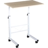 Image de Homcom Table pour Ordinateur à Roulettes Portable Hauteur Réglable 4 Roulettes Verrouilables 60 x 40 x 68-78 cm Blanc Érable