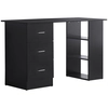 Image de Homcom Bureau Informatique Meuble de Bureau pour Ordinateur 3 Tiroirs 3 Étagères Grand Plateau Panneaux de Particules 120 x 49 x 72 cm Noir