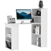 Image de HOMCOM Bureau Informatique 120L x 55l x 120H cm bibliothèque adjacente Multi-rangements Blanc
